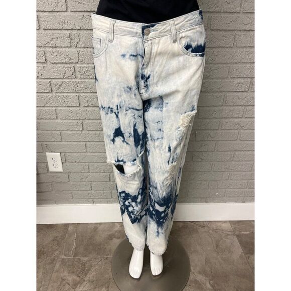 Shein Women Distressed Acid Wash Jeans Size M - Picture 1 of 8